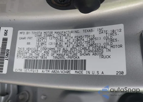 2013 Toyota Tacoma Prerunner z USA, uszkodzony, nr VIN 5TFJX4GN4DX017034